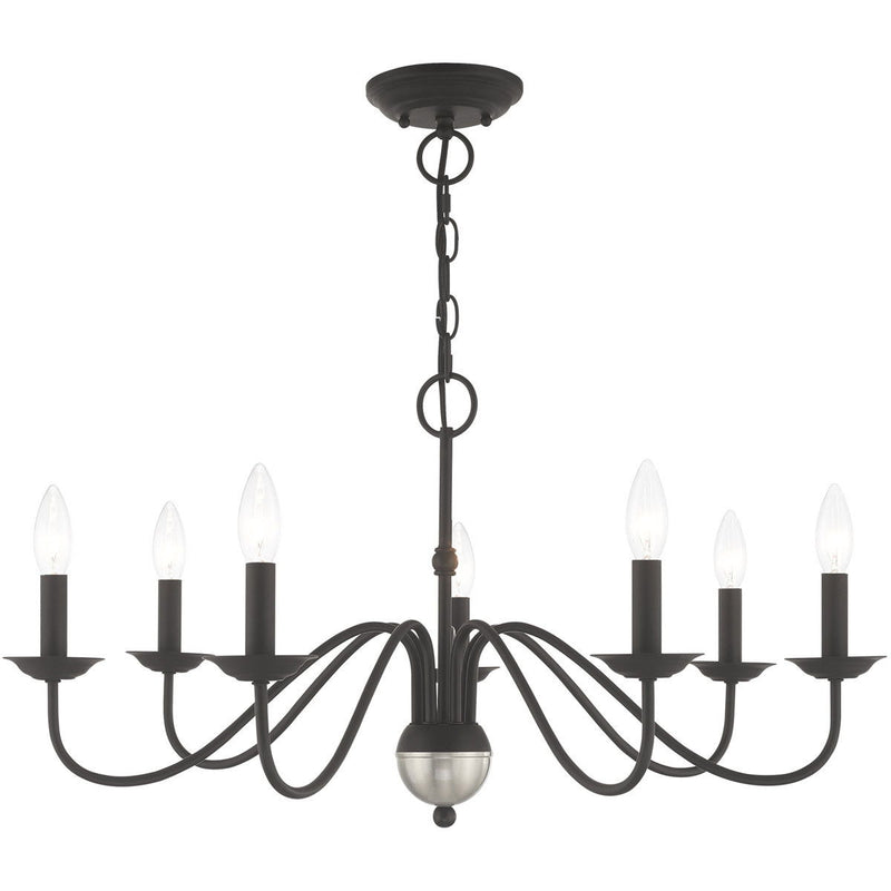 16" Seven Light Dimmable Chandelier With Shades - Black