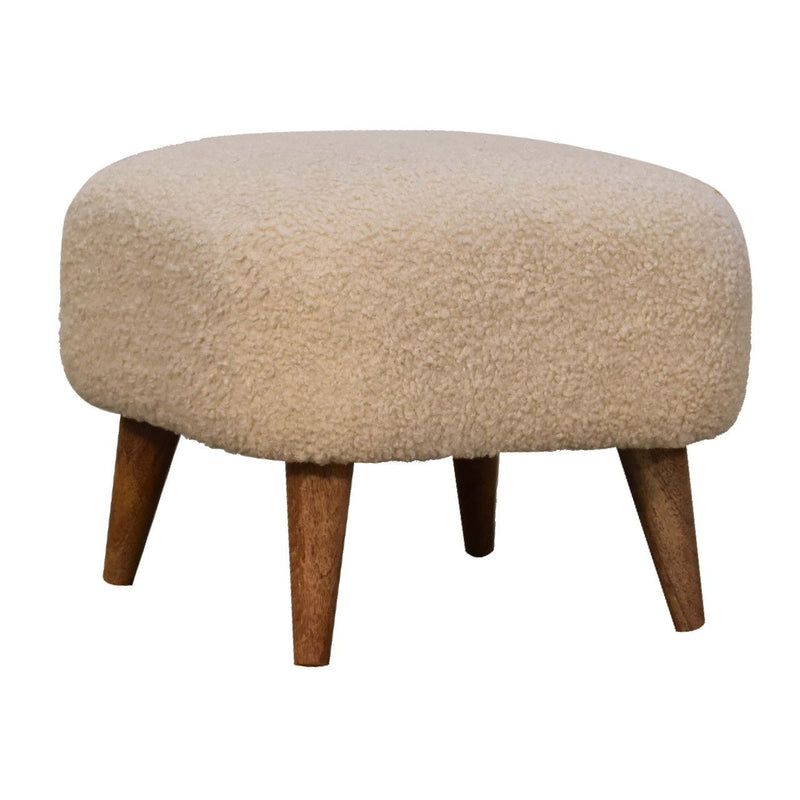 Boucle Round Footstool (723456) - Beige / Brown