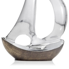 Load image into Gallery viewer, Buffed Sailboat Tabletop Sculpture - Brown / Silver
