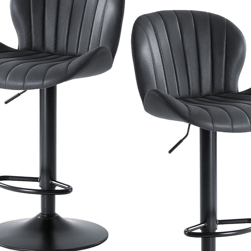 Faux Leather Aluminum Swivel Bar Chairs (Set of 2) (724341) - Black