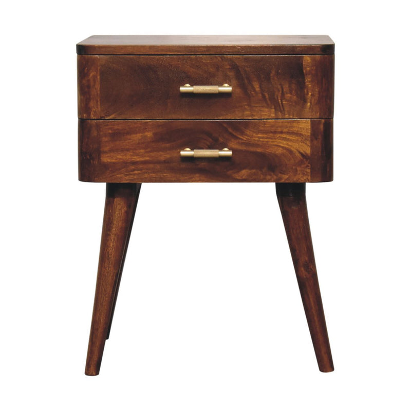 23" Solid Wood Two Drawer Nightstand - Chestnut