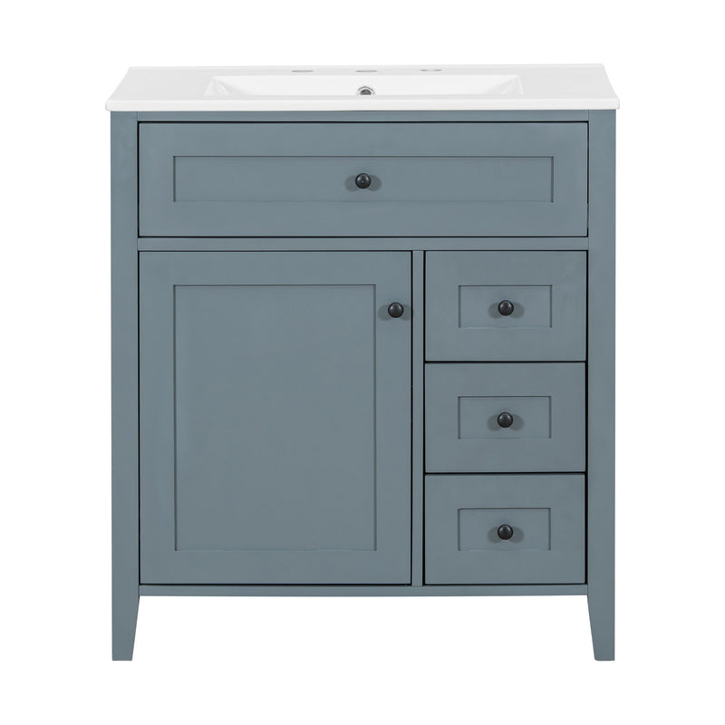 Bathroom Vanity With Sink, 3 Drawers And Adjustable Shelf