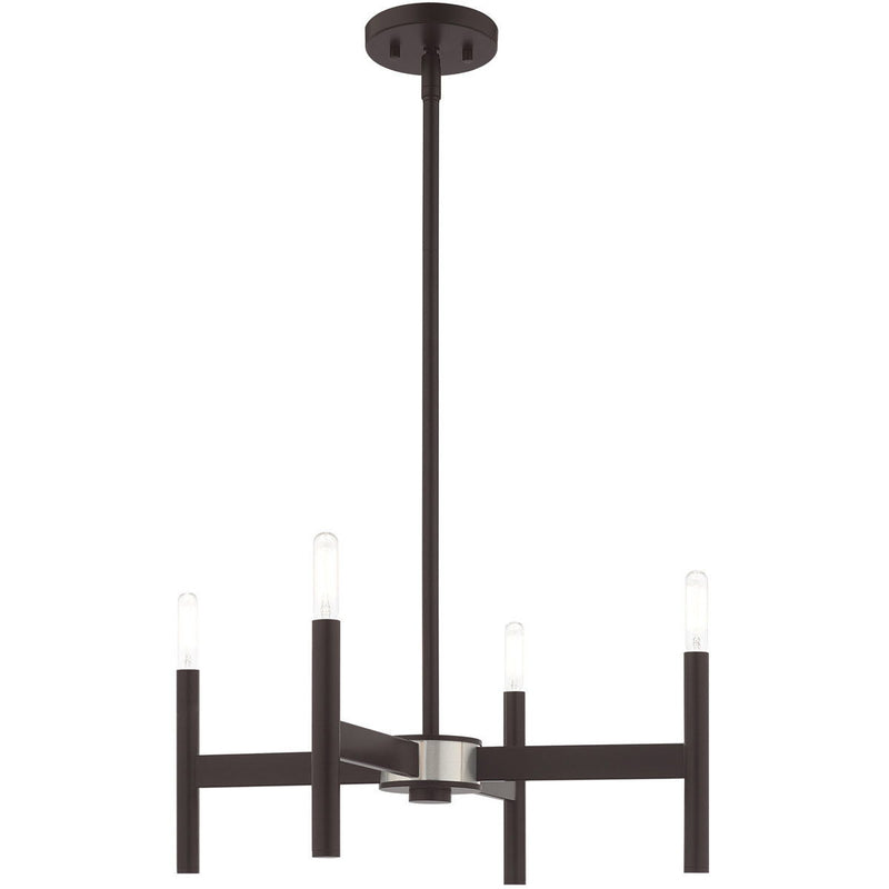 20" Four Light Dimmable Chandelier With Shades - Bronze