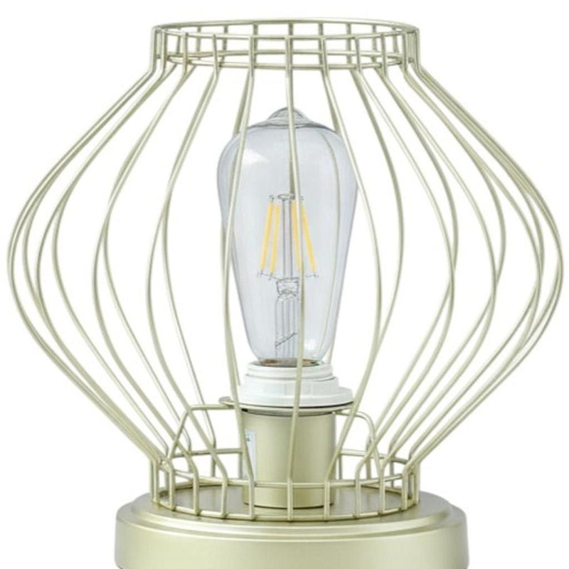 10" Bedside Table Lamp With Gold Cage Shade - Gold