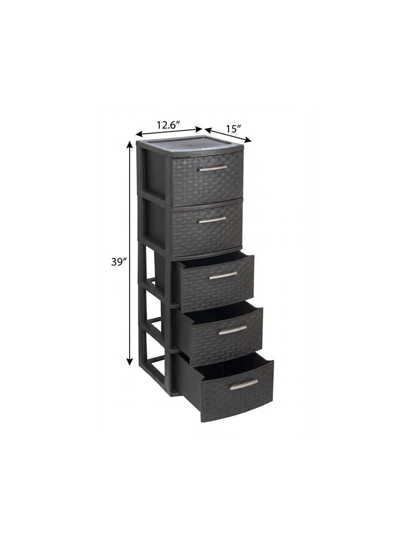 Plastic Square Accent Cabinet With Five Drawers - Espresso