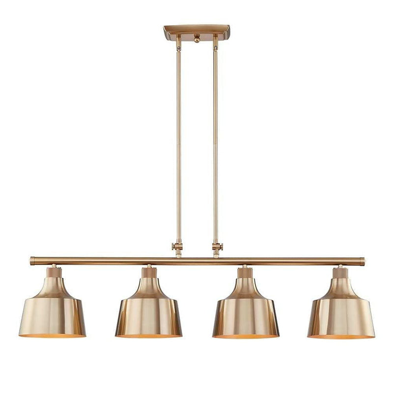 Kitchen Island Four Light Metal Dimmable Chandelier With Shades - Gold
