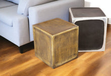Load image into Gallery viewer, Antiqued Aluminum Square Block End Tables (Set of 2) - Brass
