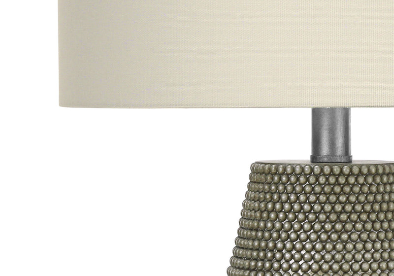 24" Round Table Lamp With Ivory Drum Shade - Gray