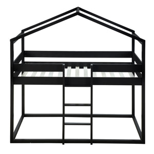 Twin Over Twin Bunk Bed Wood Bed with Tent, Espresso