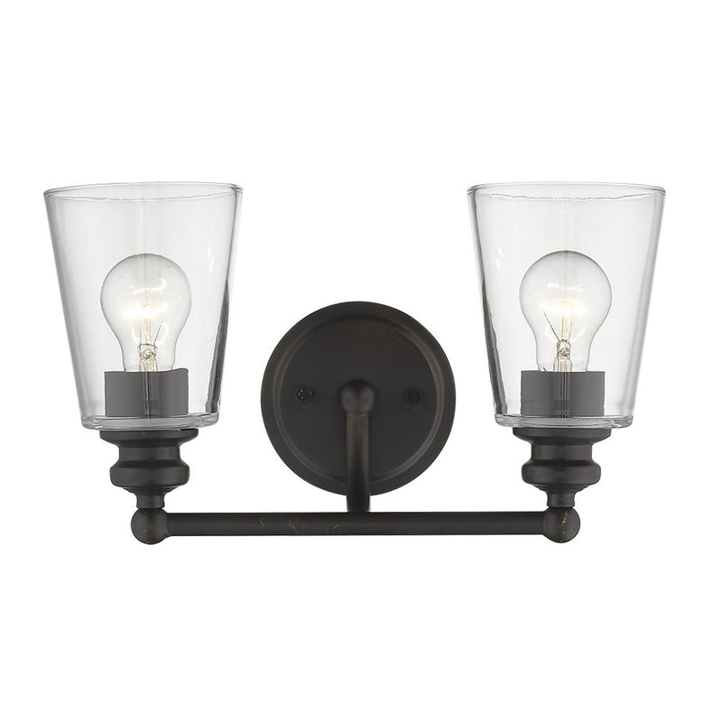 Two Light Glass Shade Wall Sconce - Antique Bronze