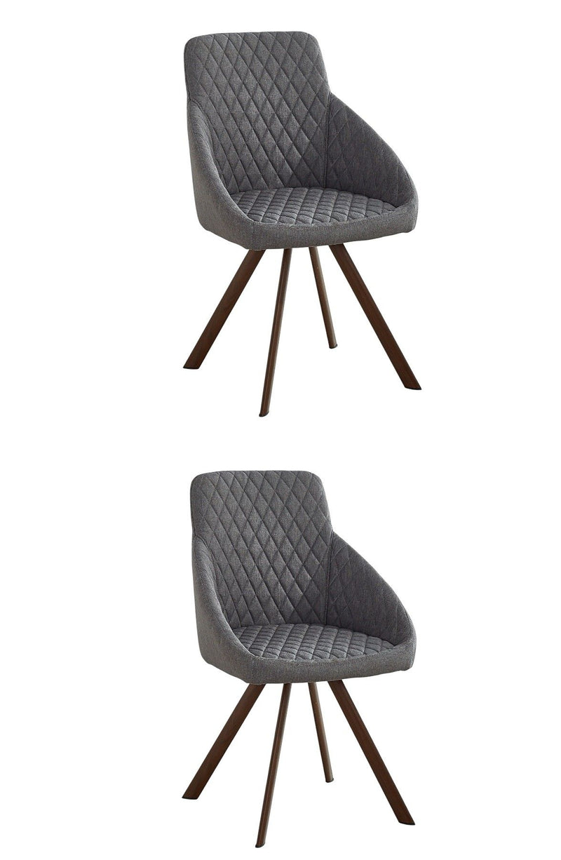Tufted And Upholstered Fabric Dining Arm Chairs (Set of 2) - Gray