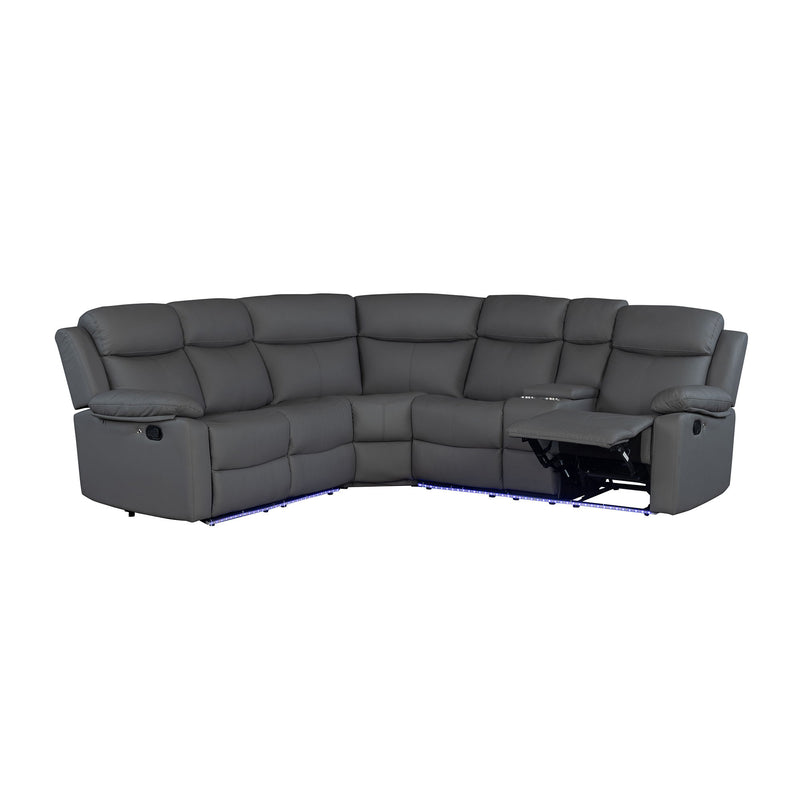 Blanche - Sectional Sofa With LED Lighting And Integrated Speaker - Gray