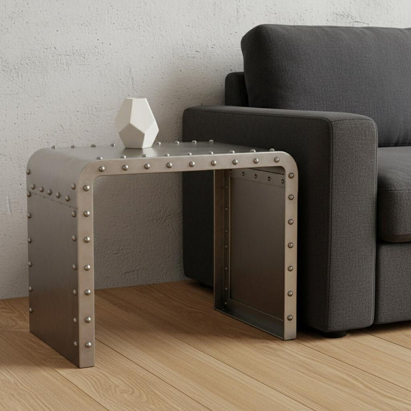 Metal Rectangular End Table - Pearl Silver
