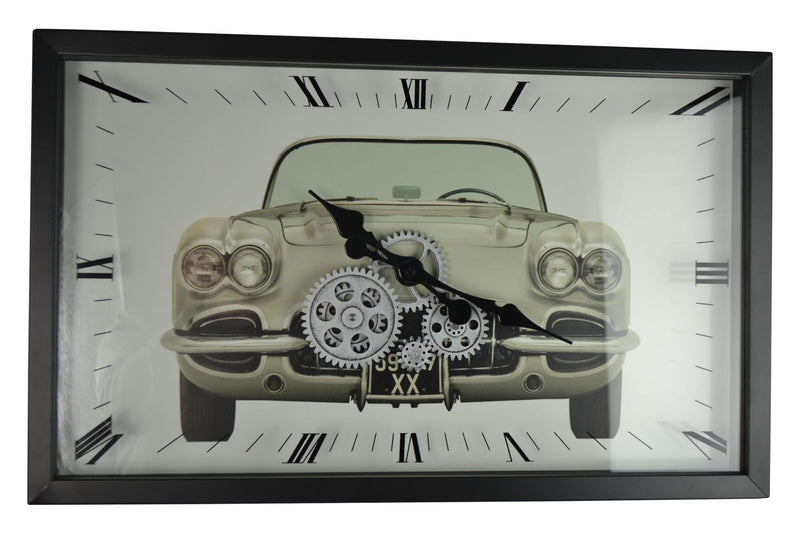 Silent Analog Exposed Gear Wall Clock - Black / Silver / White
