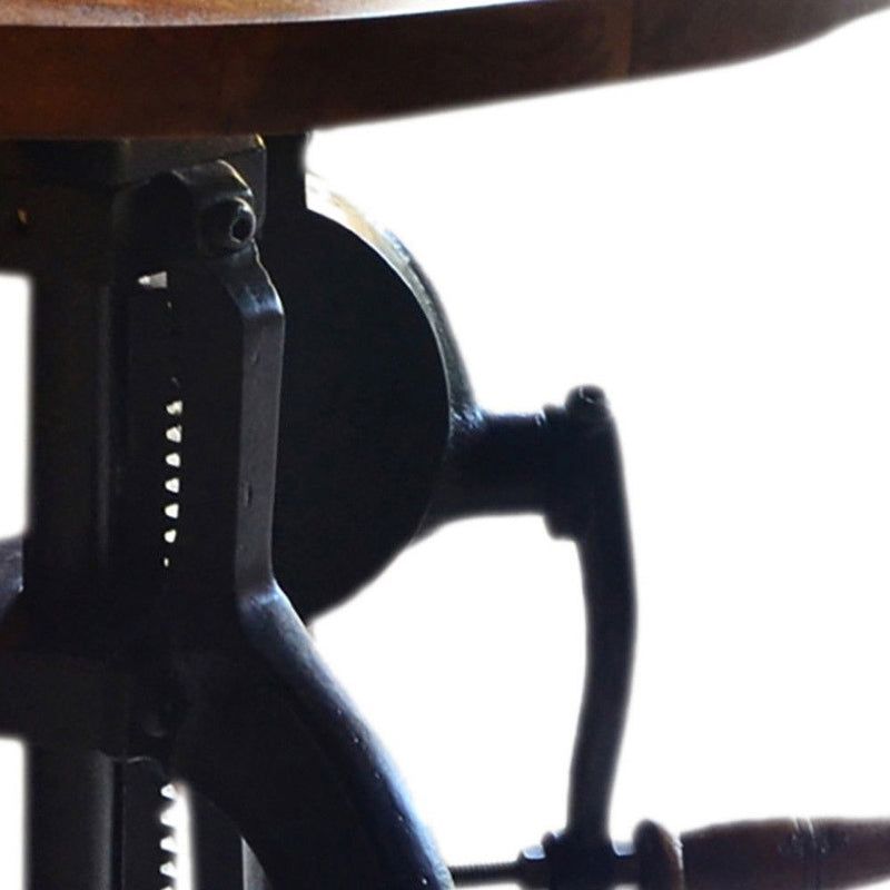 Solid Wood And Iron Height Adjustable Round End Table - Black And Chestnut