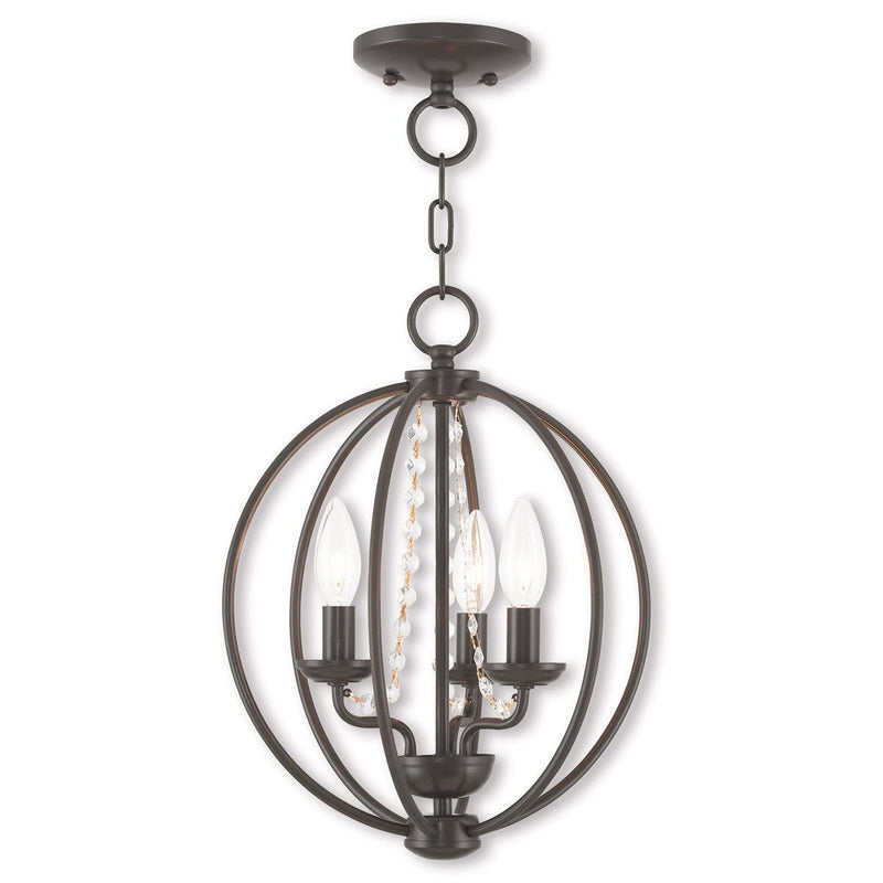 16'' Three Light Dimmable Chandelier With Shades - Bronze