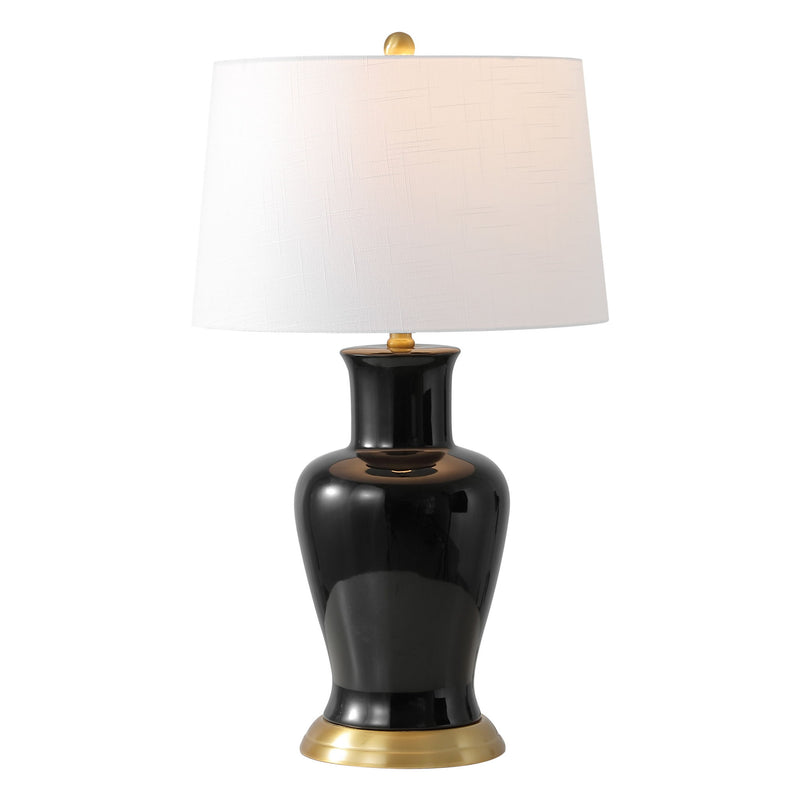 29" Urn Table Lamp With Drum Shade - Black / Gold