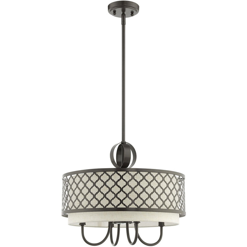 18" Five Light Dimmable Chandelier With Shades - Bronze