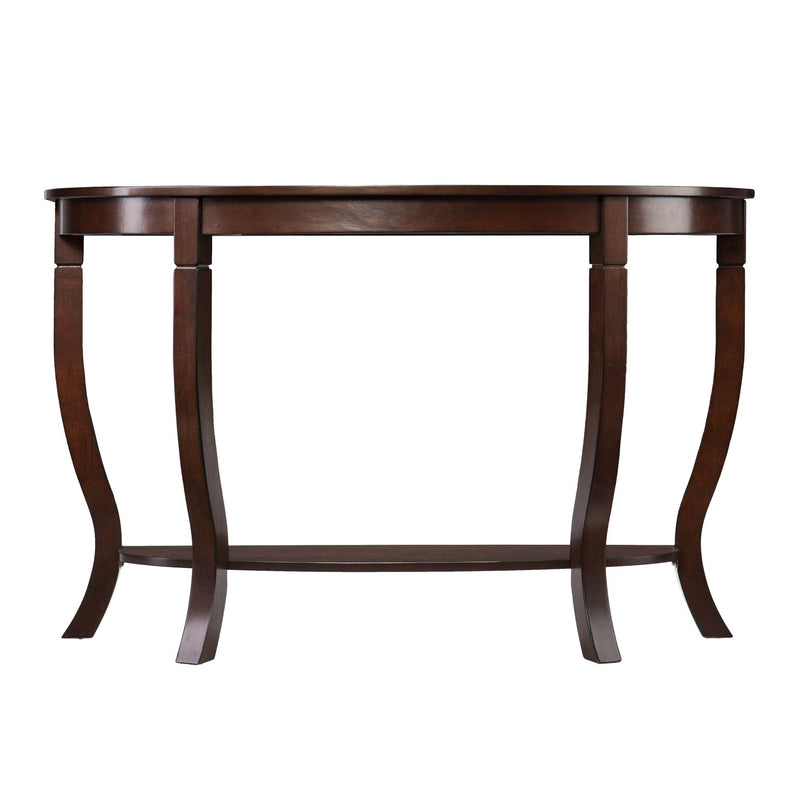 Half Circle Console Table With Storage - Brown