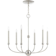 Load image into Gallery viewer, 28" Six Light Dimmable Chandelier With Shades - Nickel

