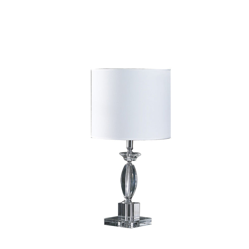 Crystal Standard Table Lamp With White Classic Drum Shade Table Lamp - Silver