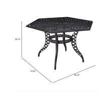 Load image into Gallery viewer, Outdoor Cast Aluminum Dining Table With Lattice Top And Umbrella Hole - Black
