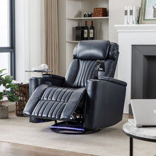 Load image into Gallery viewer, 270° Power Swivel Recliner Home Theater Chair With Hidden Arm Storage, LED Light, Cup Holder, And Tray Table
