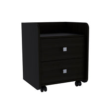 Load image into Gallery viewer, 18.2" x 15.7" x 21.9" Two Drawer Faux Wood Nightstand - Black
