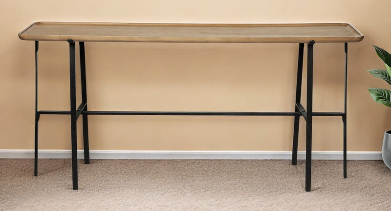 Solid Wood Trestle Console Table - Brown And Black