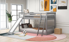 Load image into Gallery viewer, Twin over Twin Bunk Bed with Convertible Slide and Ladder, Gray
