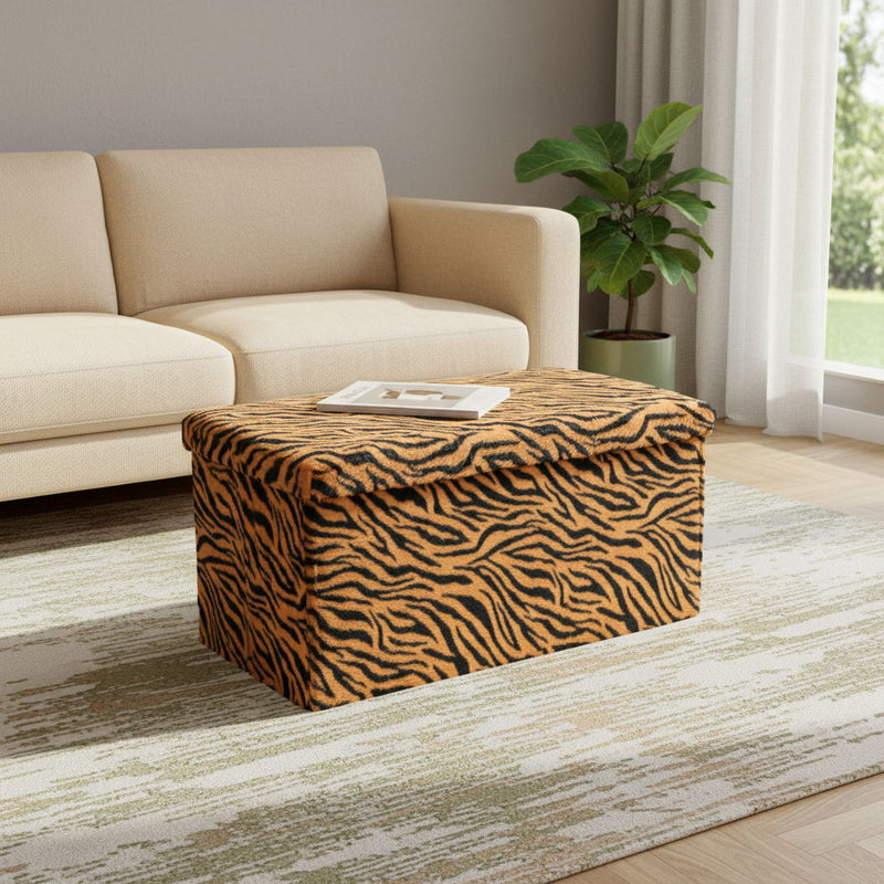 30" Plastic Storage Ottoman - Animal Print