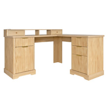 Load image into Gallery viewer, Fluted L-Shaped Desk With Charging Station &amp; Storage Cabinet
