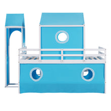 Load image into Gallery viewer, Twin Size Bunk Bed with Slide Blue Tent and Tower - Blue
