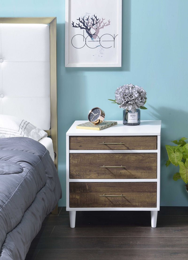 Three Drawers Nightstand - Brown