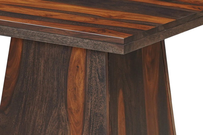 Square Pedestal End Table - Dark Brown