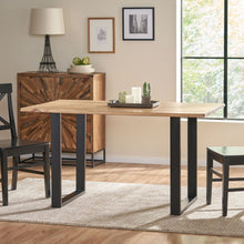 Load image into Gallery viewer, Dining Table With Top And Iron Frame - Natural / Black
