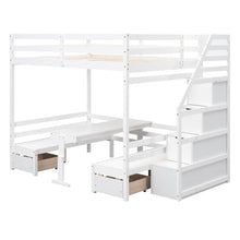 Load image into Gallery viewer, Full over Full Size Bunk with staircase,the Down Bed can be Convertible to Seats and Table Set,White
