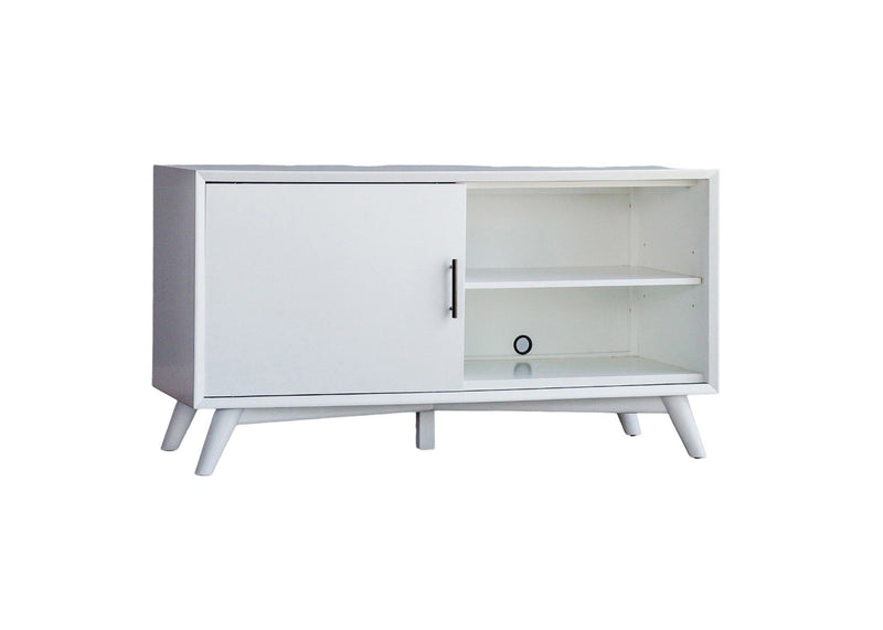 Mahogany Solids & Okoume Veneer Cabinet_Enclosed Storage TV Stand - White