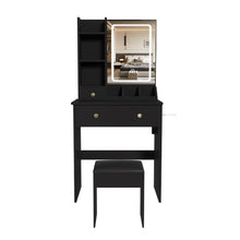 Load image into Gallery viewer, Modern Small Vanity Desk With 3 LED Lighting Modes, 3 Drawers
