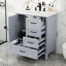 Load image into Gallery viewer, 30&quot; Bathroom Vanity With Sink, Bathroom Cabinet With A Door, 3 Drawers Legs, Adiustable Foot Pads - Gray
