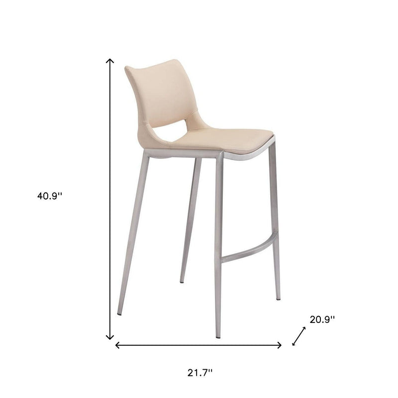 Steel Low Back Bar Height Bar Chairs (Set of 2) - Light Pink And Silver
