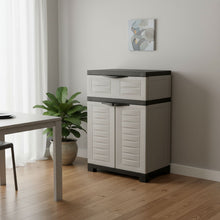 Load image into Gallery viewer, 35" Heavy Duty Plastic Two Door One Drawer Utility Cabinet - Gray
