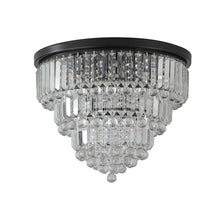 Load image into Gallery viewer, Six Light Crystal Flush Chandelier With Shades - Black
