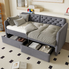 Load image into Gallery viewer, Twin Size Upholstered Daybed With 2 Storage Drawers And USB Charging Design - Gray
