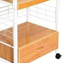 Load image into Gallery viewer, 26" Rolling Kitchen Cart With Storage - White / Natural
