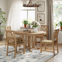 Load image into Gallery viewer, Topmax - 5 Piece Rustic Extendable Dining Table Set Round Trestle Table And 4 Cross Back Dining Chairs For Kitchen, Dining Room
