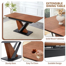 Load image into Gallery viewer, Dining Table, Scratch Resistant, Cross Geometric Legs For Kitchen &amp; Dining Room - Dark Walnut
