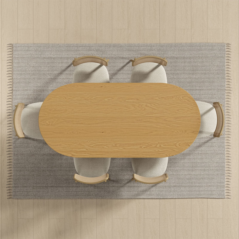 67" Solid Wood Mirrored Double Pedestal Base Oval Dining Table - Natural