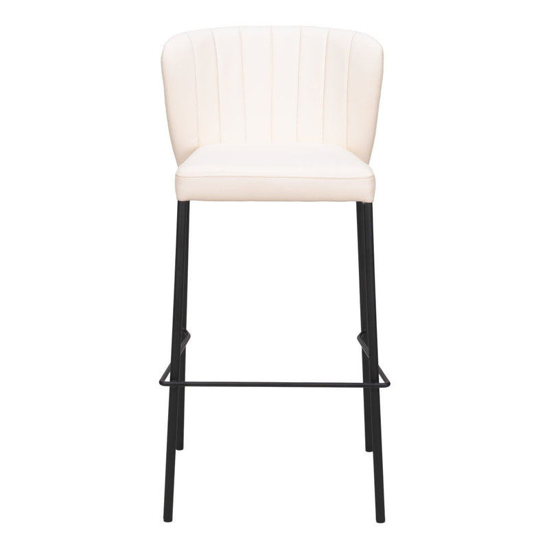 Faux Leather And Steel Bar Height Bar Chairs (Set of 2) - Cream And Black