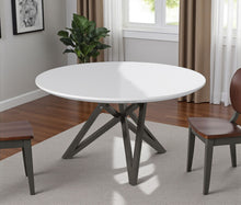 Load image into Gallery viewer, 47" Wood And Stainless Steel Cross Leg Base Round Top Dining Table - White

